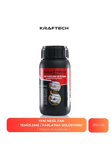 Kraftech Yeni Nesil Premium I Buharlı Far Temizleme Sıvısı Ve Parlatma Solüsyonu I Kloroform Uyumlu I 250 G