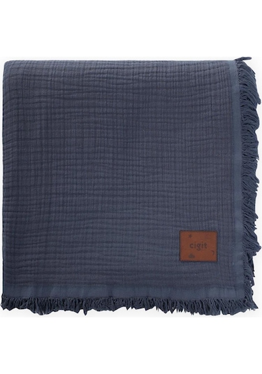 Cigit Müslin Dört Kat Yatak Örtüsü 200x220 Cm Antrasit Antrasit