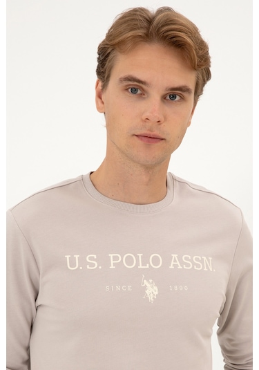 U.S. Polo Assn. Erkek Regular Fit Bisiklet Yaka Taş İnce Basic Sweatshirt 50313743-VR049 U.S. Polo Assn. Erkek Regular Fit Bisiklet Yaka Taş İnce Basic Sweatshirt 50313743-VR049