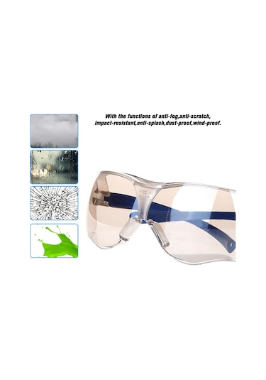 Xiyyadms 3m 10436 Geniş Görüş Alanlı, Uv Koruyucu, Anti-şok Polikarbonat Güvenlik Gözlüğü, Mavi Çerçeve