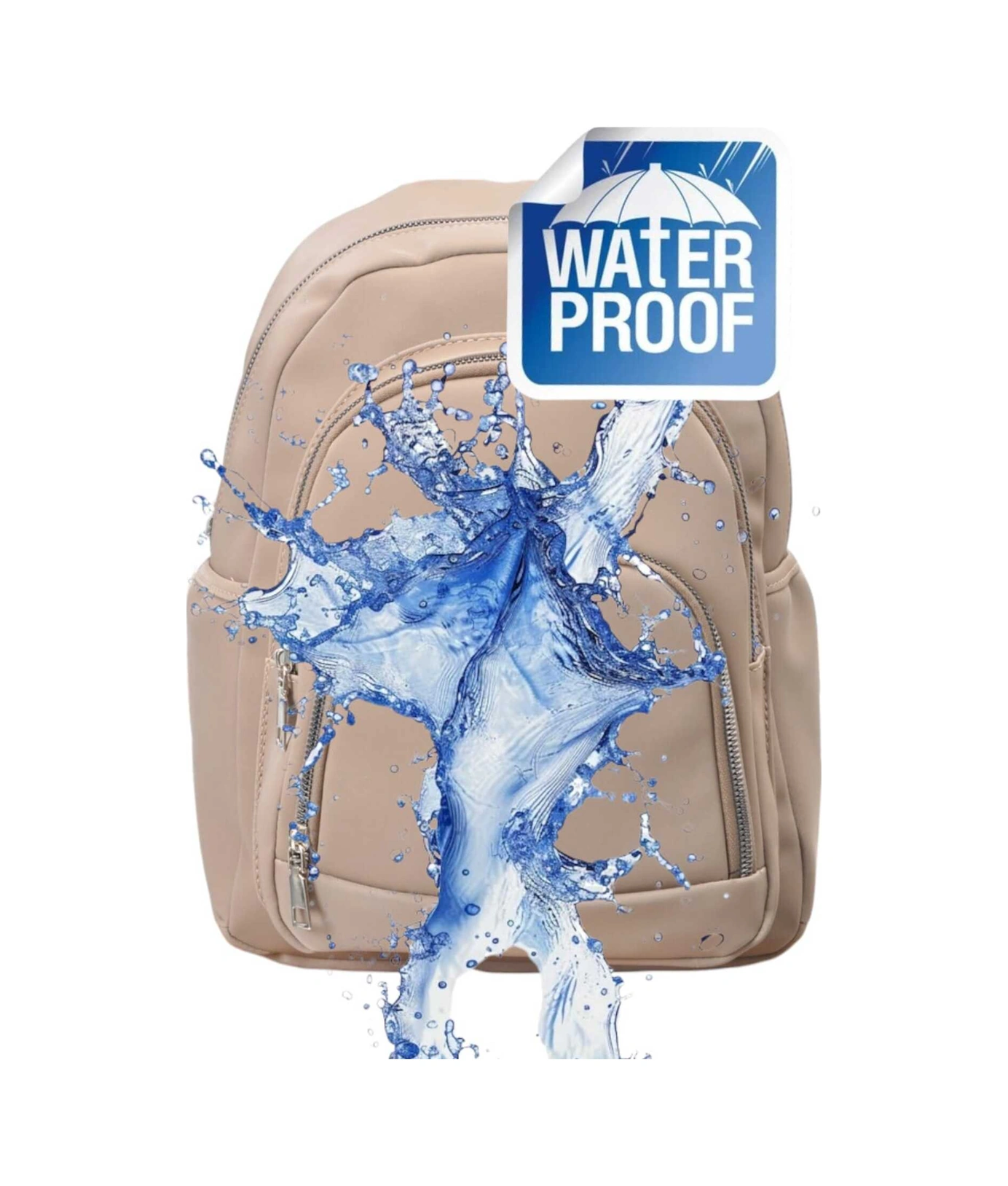 Tezzgelsin Unısex Su Geçirmez Saten Suni Deri Günlük Kullanım Sırt Çantası Gri