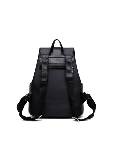 Yogodlns Kadın Sırt Çantası Tiki Tarzı Su Geçirmez Sırt Çantaları Metal Halka Fermuarlı Sırt Çantaları Siyah