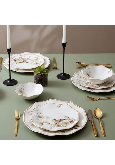 Güral Porselen Nesrin 24 Parça Yemek Seti 1891 Kahverengi