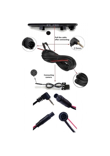 NYF Geri Görüş Kamera Kablosu (MB-400 ve MB-600 Wevolt Uyumlu) 10 M 5 Pin+2.5 MM