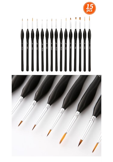 15 Parça Detay Boya Fırça Seti Akrilik Sulu Boya Yağlı Boya İçin