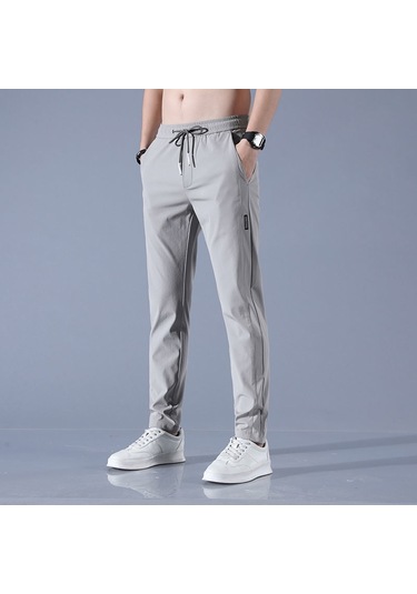 Sones Erkek Yaz İnce Lastikli Bel Pantolon Işık Gary Siyah