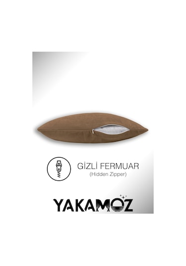 Br Yakamoz Kaju Rengi Kırlent , Yastık Kılıfı Kadife Görünümlü Velvet Touch Serisi Kaju Rengi