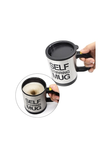 Kişiye Özel Kendini Karıştıran Mikser Kupa Termos Bardak Siyah -