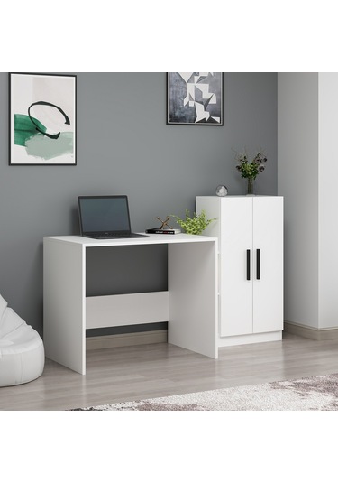 Dekorosso Dekorosso Stic Dolaplı Çalışma Masası Beyaz