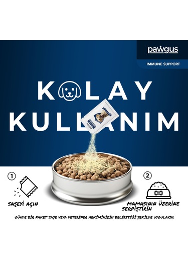 Pawgus Veteriner Serisi Köpekler Için Immune Bağışıklık Kuvvetlendirici Günlük Vitamin Desteği 30 x 2 G