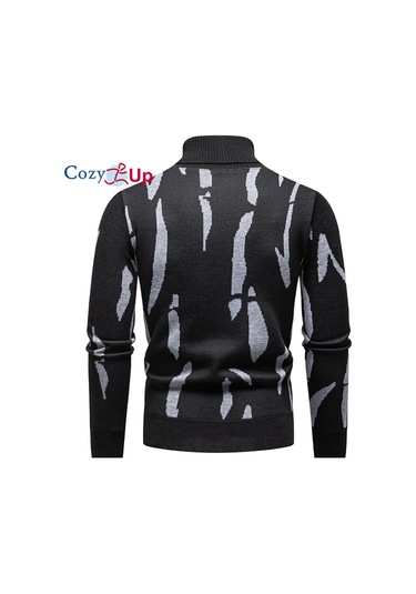 Cozy Up Erkek Kalınlaştırılmış Ve Kabarık Yüksek Yaka Kazak Açık Gri