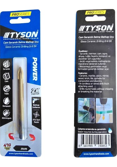 Kupa Tyson Cam Seramik Delici Matkap Ucu 10 Mm. - 5 Adet