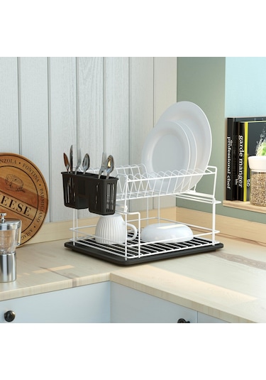 Teknotel İki Katlı Modüler Tabaklık Bulaşıklık Beyaz Kb010