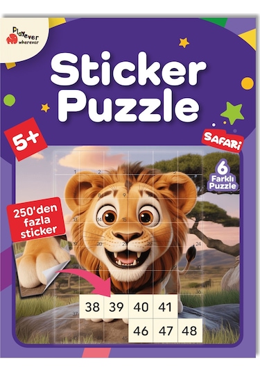 Playever Sticker Puzzle - Safari, Çıkartmalı Yapboz Etkinlik Kitabı