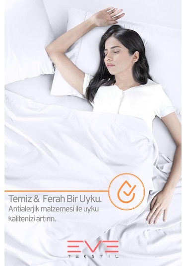 Eve Tekstil Fitted Yüksek Kaliteli Penye Kumaş Tek Kişilik Lastikli Çarşaf Beyaz