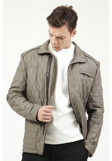 Dericlub E-1012 Gummy Gerçek Deri Erkek Kaban-Vizon