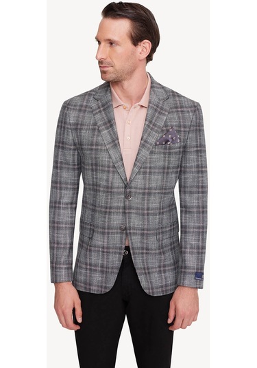 Erkek Yeşil Gri Regular Fit Ekose Ceket 001