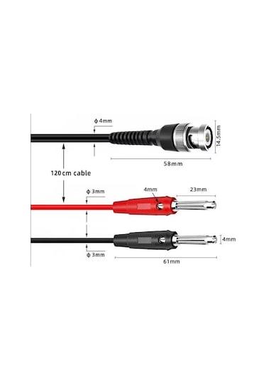P1008a Bnc Q9 - 4mm Banana Dönüştürücü Osiloskop Kablosu - 120cm