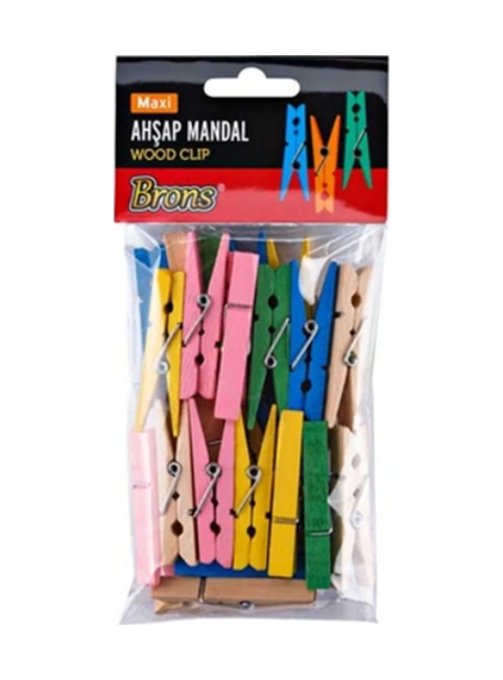 Brons Renkli Ahşap Mandal Büyük 24lü - 3 Paket