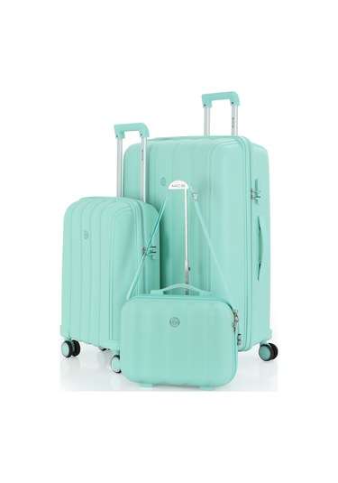 Mçs Polipropilen 3lü Valiz Seti Büyük & Kabin & Makyaj V305 S21yy1000082-set 00190 Mint Yeşili