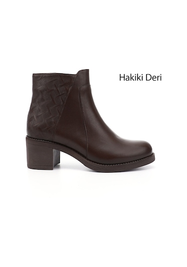 Gönderi R Kadın Kahve Antik Fermuarlı Kalın Topuklu Hakiki Deri Bot Dkzb02842370 Kahve