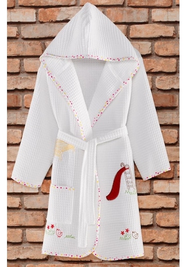 Zeynep Tekstil Sweet Pike Nakışlı Kız Çocuk Bornozu Beyaz