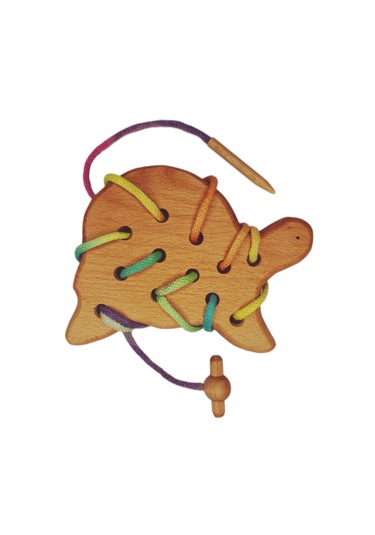 İp Geçirme Örme Oyunu Ahşap Kaplumbağa