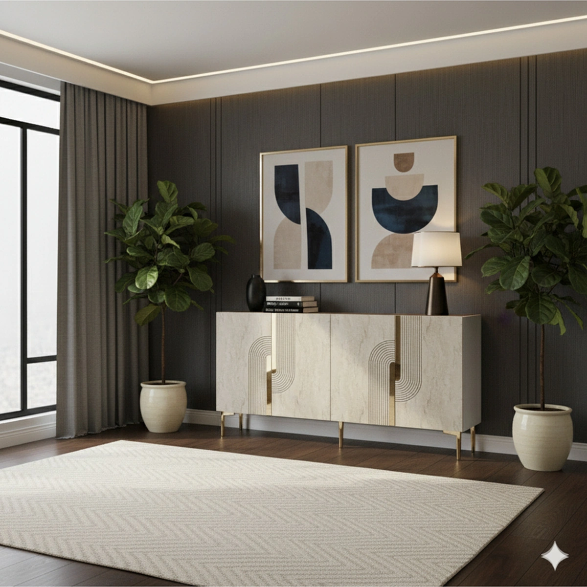 Ka1516btg Meyra150 Konsol, Kahve Köşesi, Tv Sehpası Beyaz-traverten Kapak-gold 150cm Çok Renkli