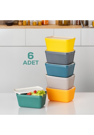 Porsima 1037 6'lı Çok Amaçlı Erzak Bakliyat Saklama Kabı 1,5 L Çok Renkli