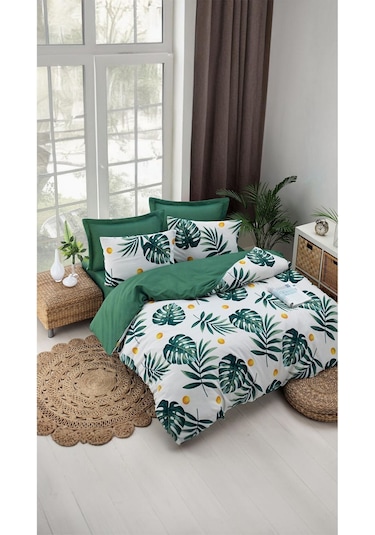 Eponj Home Monstera  Çift Kişilik Nevresim Seti Yeşil