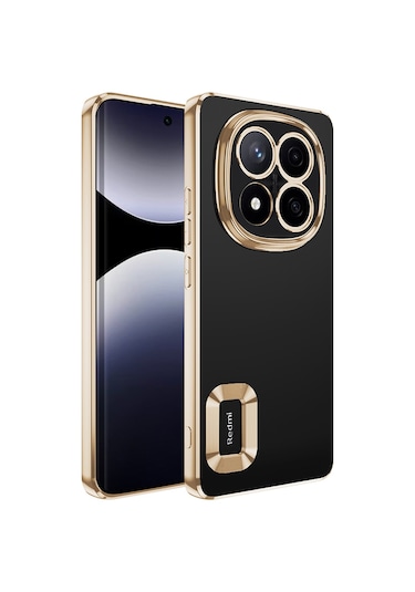 Noktaks - Xiaomi Uyumlu Xiaomi Redmi Note 14 Pro 4g - Kılıf Kamera Korumalı Logo Gösteren Koruyucu Omega Kapak - Gold T37166 Gold