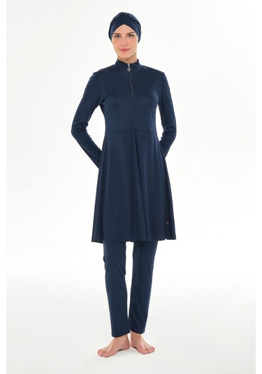 Likralı Tam Kapalı Uzun Tesettür Mayo 3128 Koyu Lacivert05 Koyu Lacivert