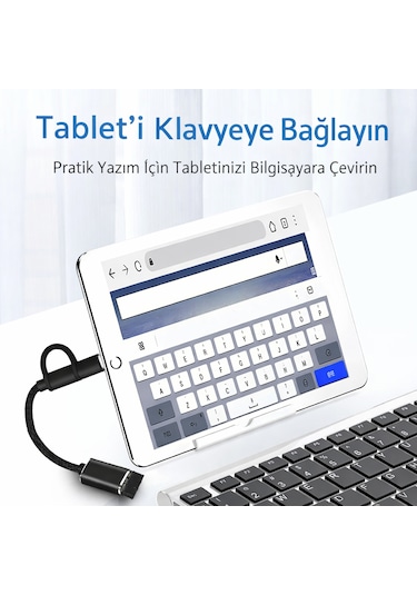 Type-c + Micro Usb 2 Si 1 Arada Otg Kablo Usb 3.0 Tak & Çalıştır 1 Adet