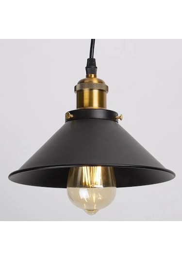 Vkemall Endüstriyel Demir Avize, Retro Siyah Modern Tipi, Yemek Odası/bar İçin, E27 Ampul Uyumlu Ampul Dahil Değil , 22cm, Kolay Kurulum Siyah