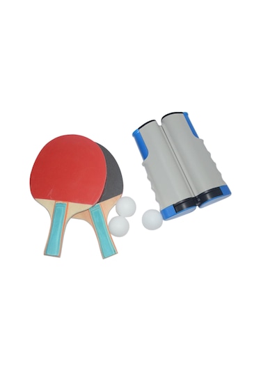 Portatif Masa Tenisi Filesi Tüm Masalara Uyumlu + 2 Raket + 3 Top Çok Renkli