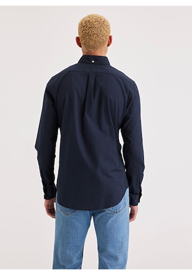 Dockers Erkek Uzun Kol Gömlek - Minimalist Günlük Stil - Regular Fit Mavi