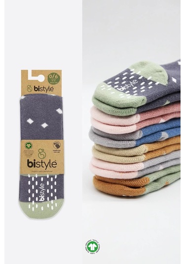 Tekli Puan Kaymaz Havlu Külotlu Çorap Antrasit Çok Renkli