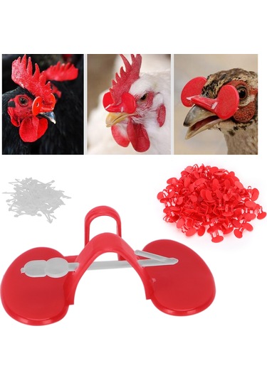 Moveevo Orta Boy İki Asma Tavuk Gözlüğü - Kanat, Yumurta Ve Tavşan Kuyruğu Kırpmayı Engeller - 100 Adet/ Paket Plastik Malzeme