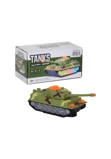 Canda Oyuncak Pilli Işıklı Sesli Çarp Dön Oyuncak Tank Renkli