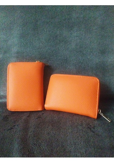 Turuncu Renk Cüzdan - Orta 13,5 9,5 Cm Turuncu