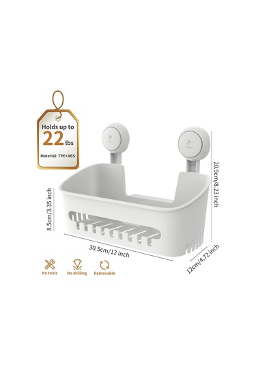 Youmex Duvar Kurulu Süpürge Bardaklı Depolama Rafı - Delme Yok, 10kg Yük Kapasitesi, Su Akışı Tasarımı, Beyaz Abs Plastiği - Banyo Kozmetik Organizerı Beyaz