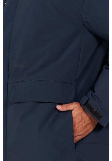 Ac&Co / Altınyıldız Classics - Erkek Lacivert Kapüşonlu Dik Yaka Standart Fit Kaban Lacivert