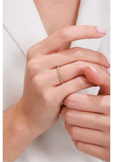 8 Ayar Çiçek Desenli Minimal Şık Kadın Altın Yüzük Altın