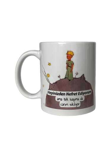 Küçük Prens Temalı Yazılı Baskılı Premium Kupa