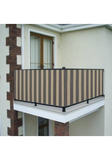 Ceylan Home Balkon Demiri Perdesi Kuş Gözü Gri Krem Çizgili Gri - Krem