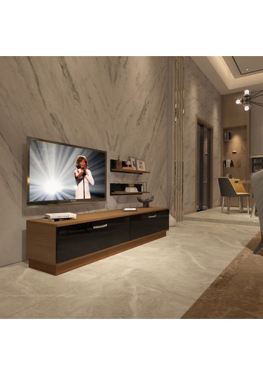 Decoraktiv Eko 4b Slm Std Tv Ünitesi Tv Sehpası Ceviz - Siyah