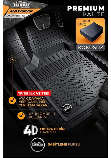 Ford Mustang İle Uyumlu 4d Havuzlu Kutulu Maximum Paspas Siyah