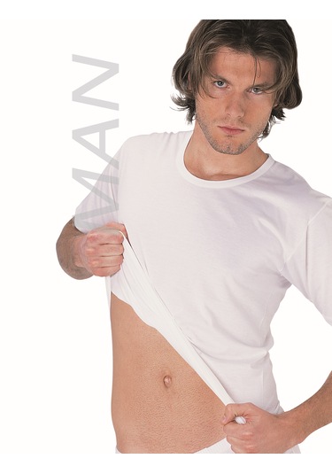 Erkek Beyaz Süprem Yarım Kollu Sıfır Yaka Atlet % 100 Pamuklu Fanila 3 Lü Paket 112-3b Beyaz