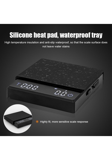 Ruicoo Profesyonel Kahve Terazisi - 0.1g Hassas, 3 Modlu, Şarj Edilebilir, Zamanlayıcılı, Silikon Kılıflı Beyaz