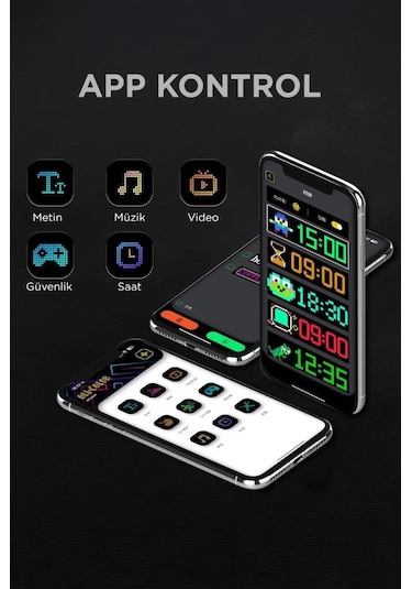 Rp937 Led Matrix Panel 16x64cm Telefon Kontrollü Kayar Led Animasyon Aydınlatma Asorti